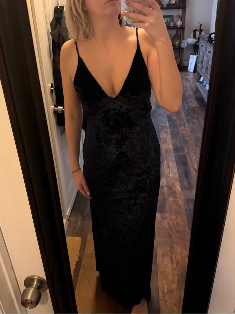 Velvet Strappy Slip Dress in Deep blue - Picture 3 of 4